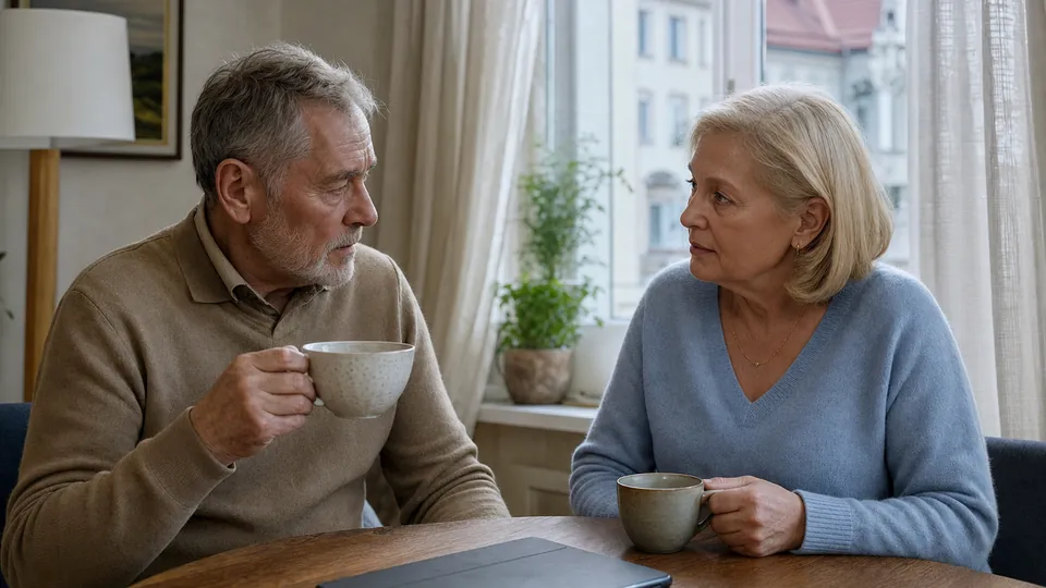 Senioru pāris pastaigā Latvijā